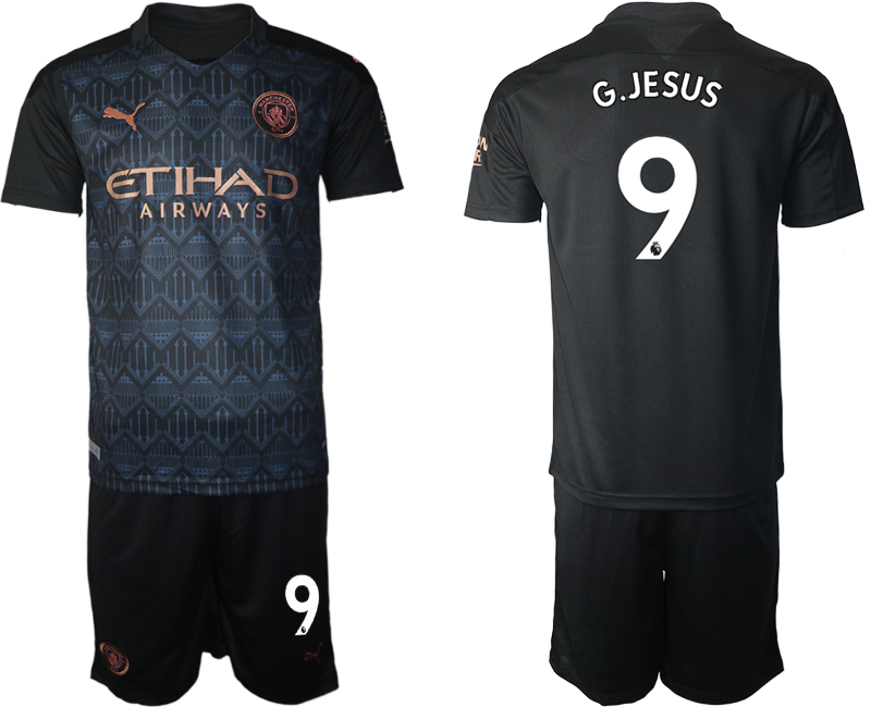 Men 2020-2021 club Manchester City away #9 black Soccer Jerseys